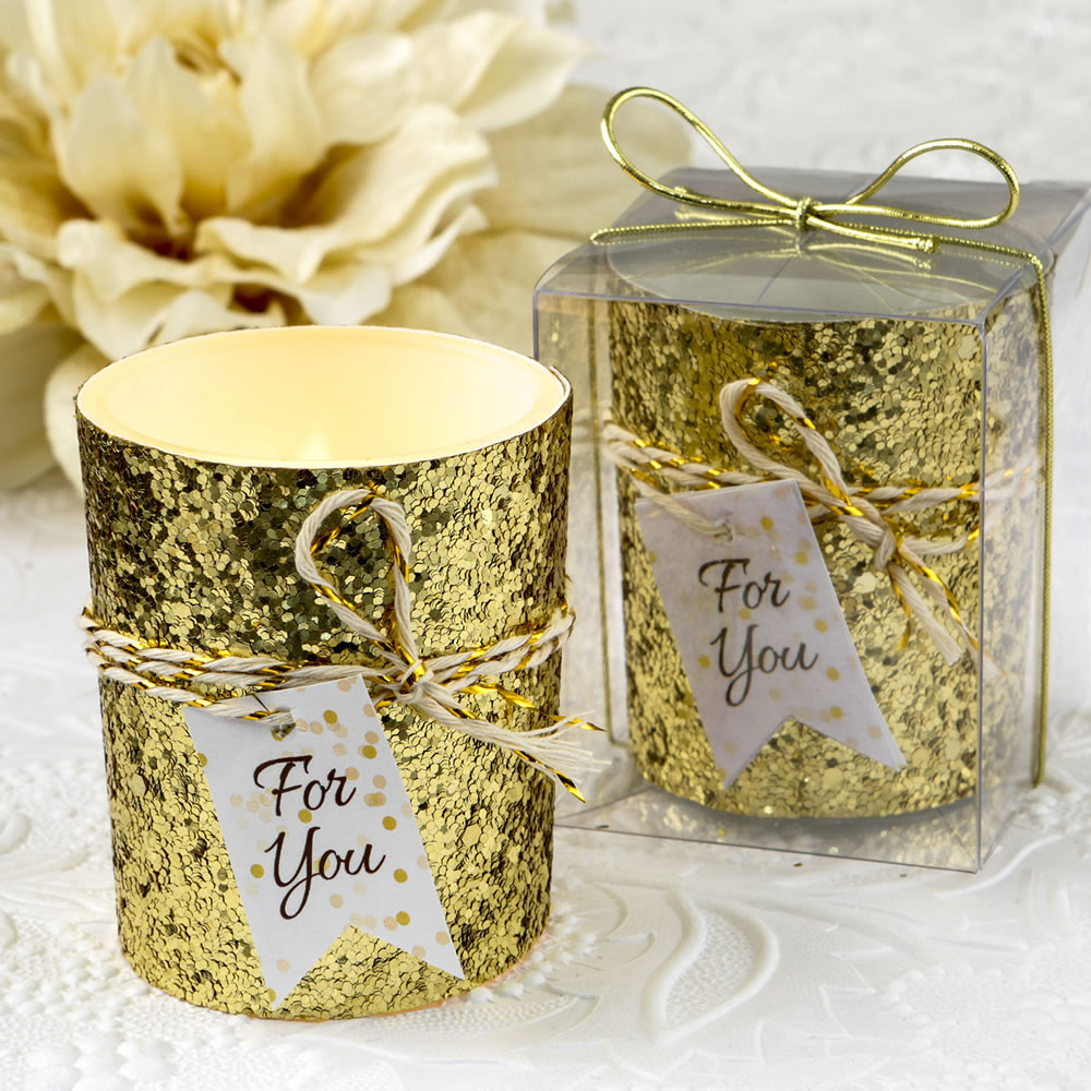 Gold Wedding Favors
 Silver or Gold Glitter Candle Wedding Favors