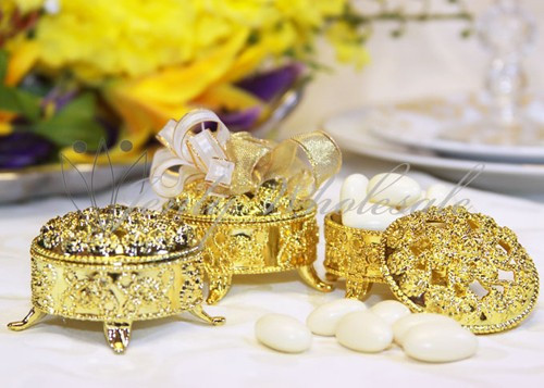 Gold Wedding Favors
 12 Gold Silver White Round Plastic Trinket Box Wedding