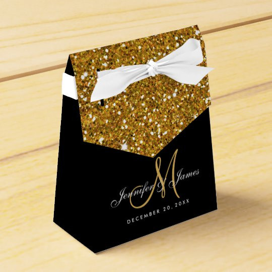 Gold Wedding Favors
 Gold Glitter Elegant Wedding Favor Box