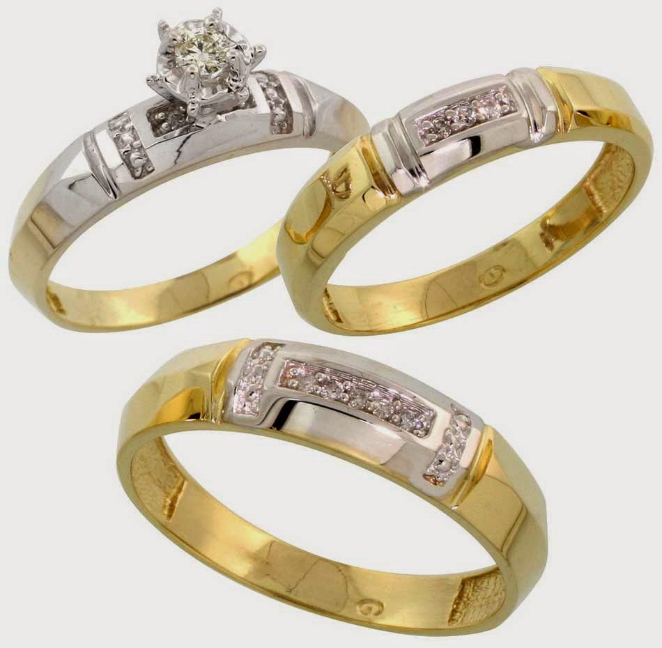 Gold Wedding Ring Sets
 Trio Diamond White & Gold Wedding Ring Sets Sale