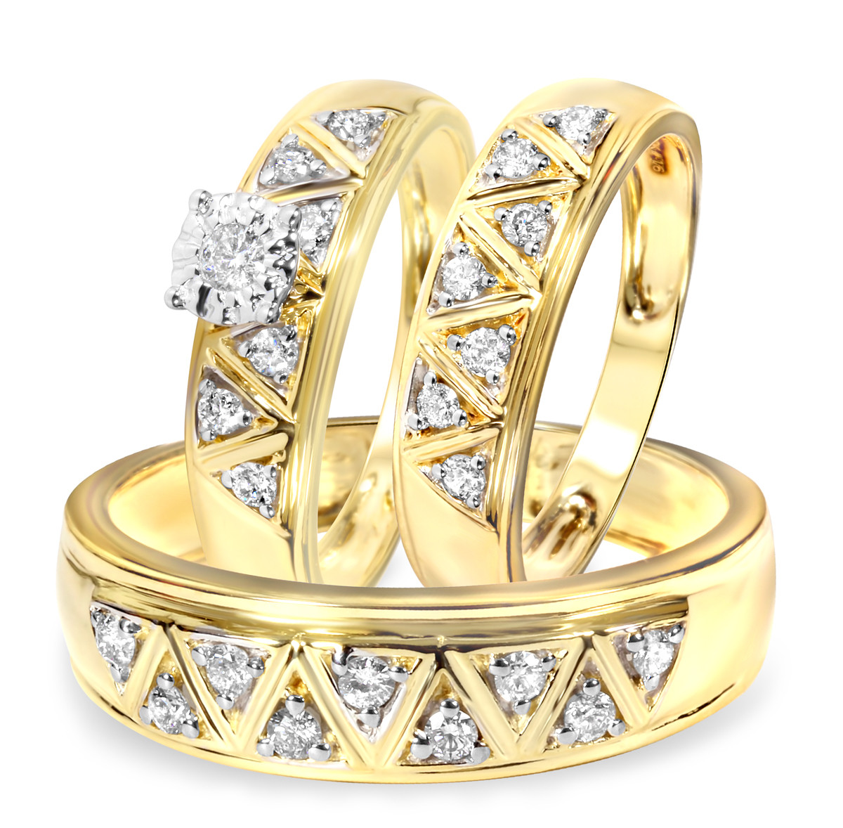 Gold Wedding Ring Sets
 1 2 Carat Diamond Trio Wedding Ring Set 14K Yellow Gold