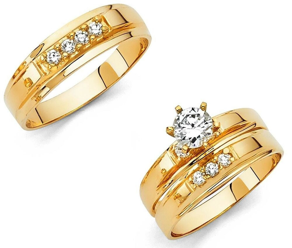 Gold Wedding Ring Sets
 14k Solid Yellow Italian Gold Wedding Band Bridal