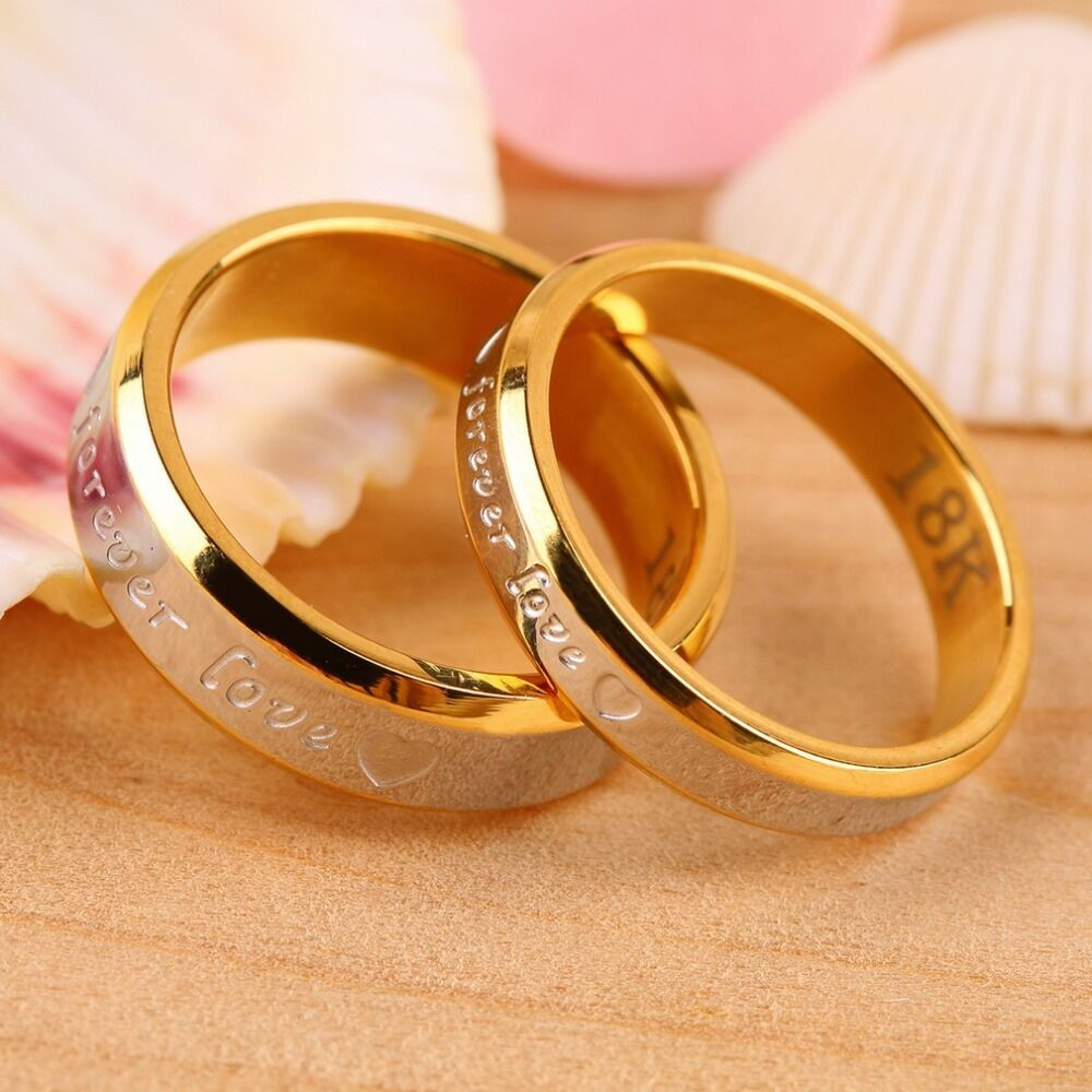 Gold Wedding Ring Sets
 USA 2Pcs 18K Rose Gold Forever Love Couple Engagement