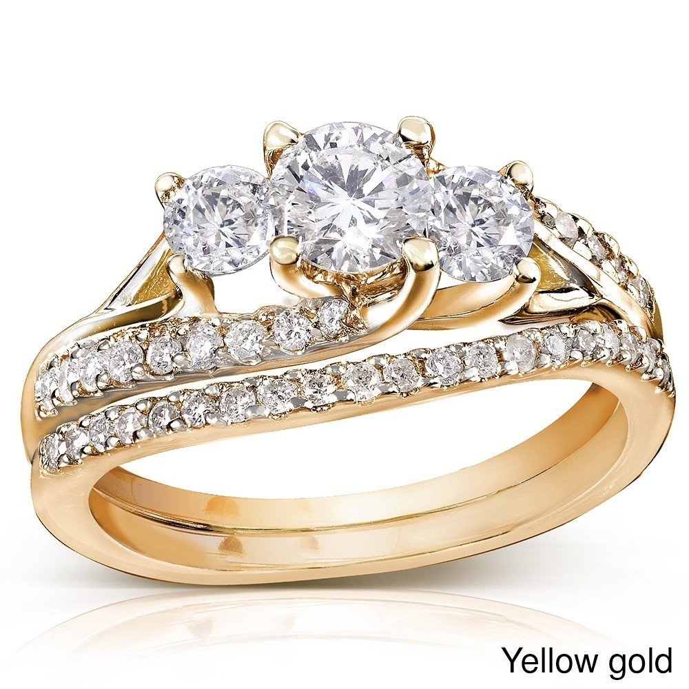 Gold Wedding Ring Sets
 GIA Certified 1 Carat Trilogy Round Diamond Wedding Ring