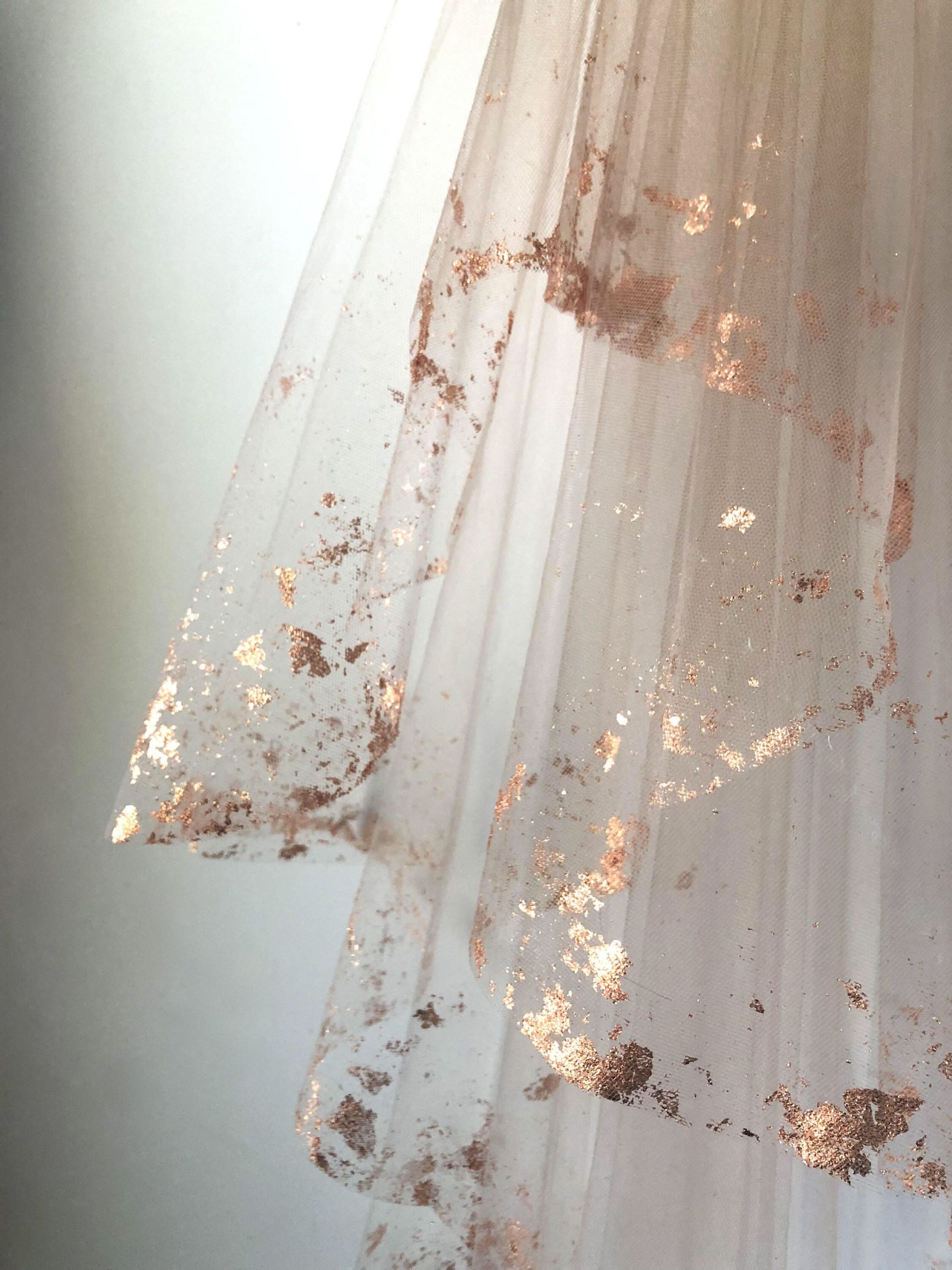 Gold Wedding Veils
 ROSE GOLD Metallic Flaked Bridal Veil Hera by Cleo and
