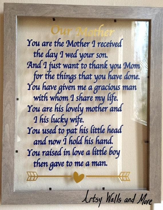 Good Gift Ideas For Mother In Law
 Mother in law t You are the Mother I received the day I wed