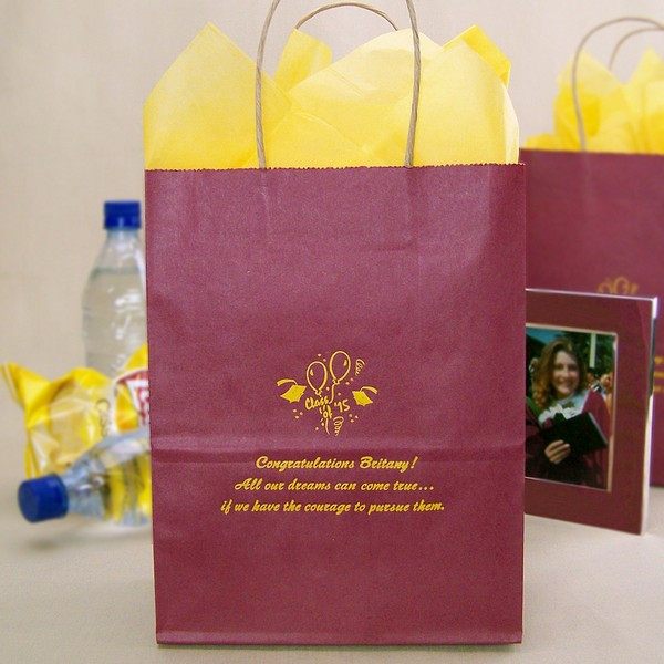 Graduation Gift Bag Ideas
 8 x 10 Kraft Graduation Gift Bags Personalized Set of 25