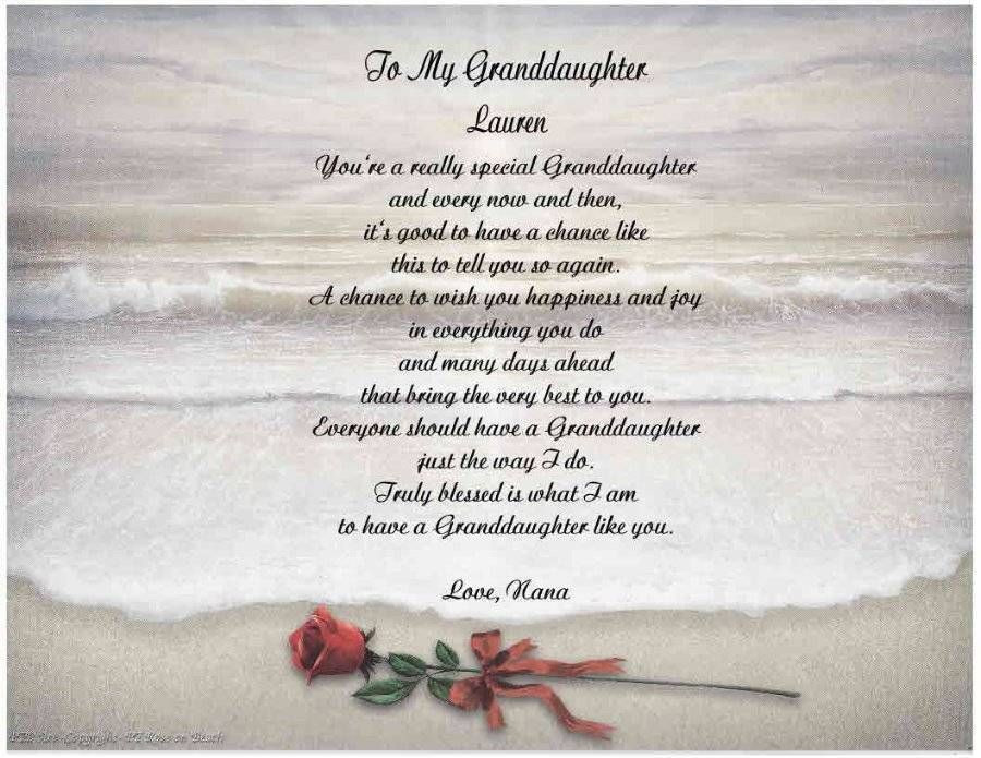 Granddaughter Graduation Quotes
 Details about Granddaughter Personalized Poem Gift For