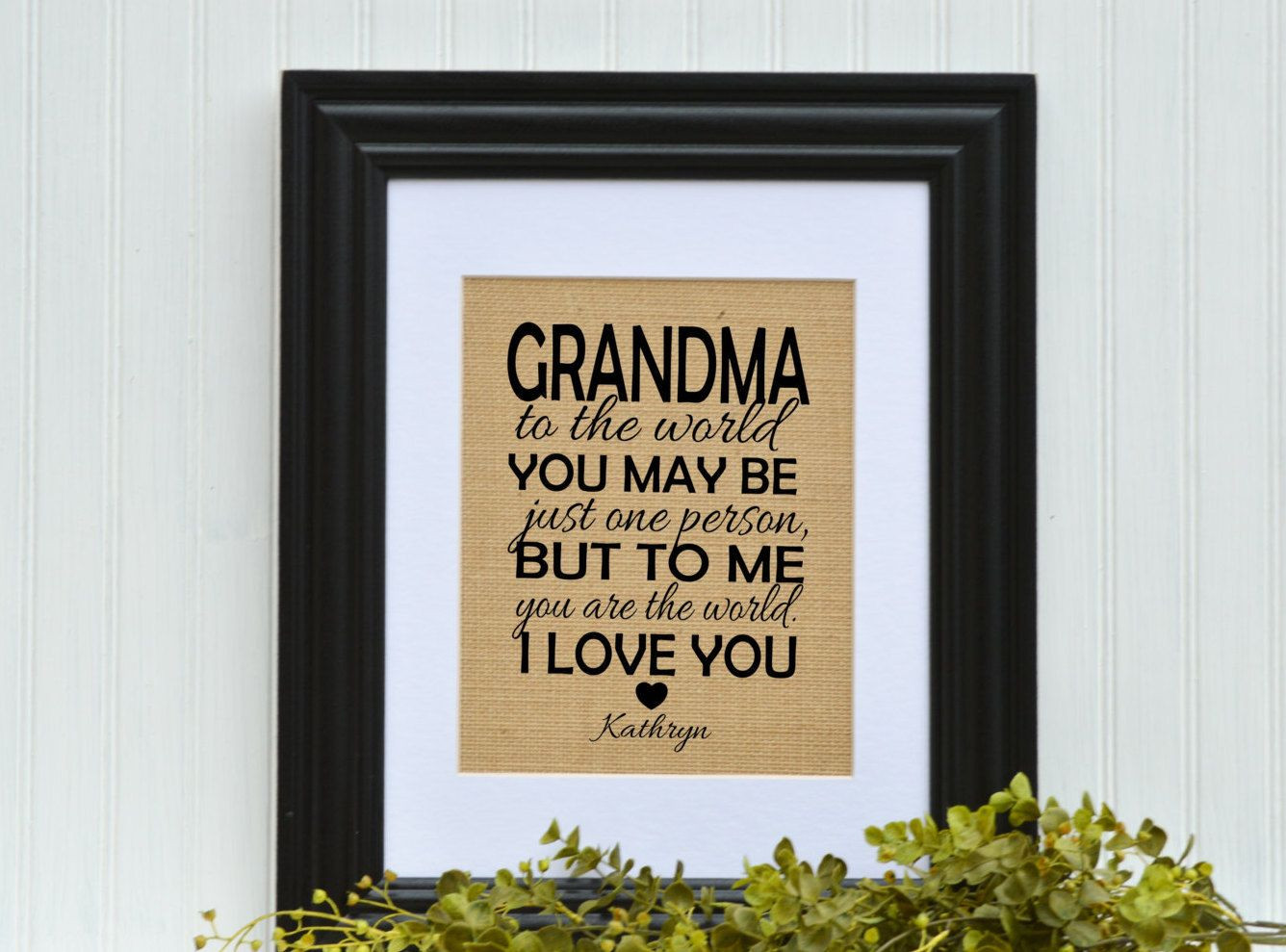 Grandmother Gift Ideas
 FRAMED Burlap Gift Grandmother Gift Unique Gift Idea