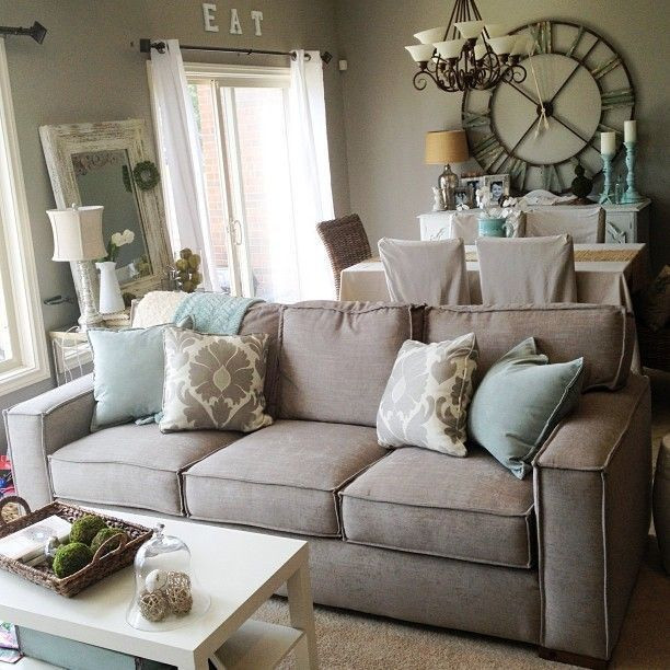 Gray Sofa Living Room Decor
 9 Dark gray couch Light gray walls