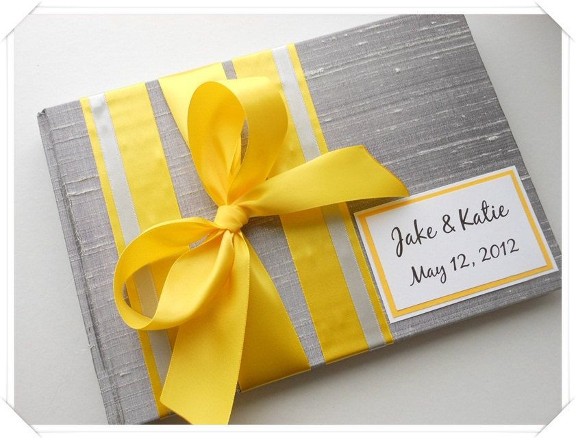 Gray Wedding Guest Book
 Bold Bright Yellow and Gray Wedding Guest Book made to