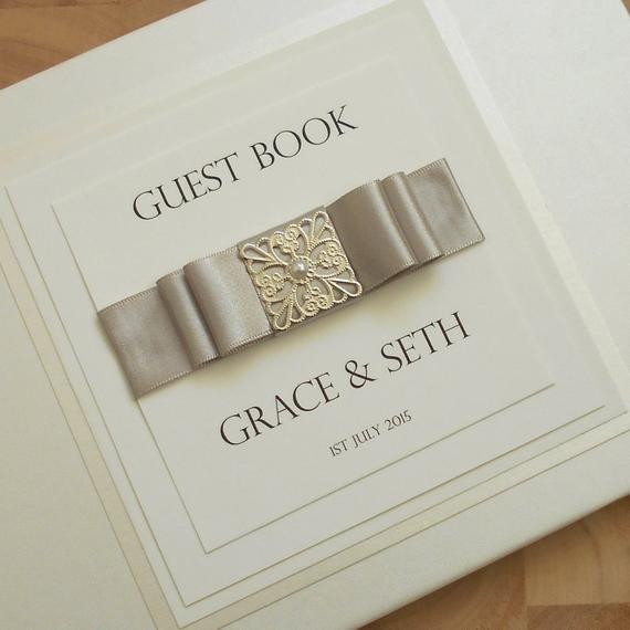 Gray Wedding Guest Book
 Items similar to Wedding Guest Book Wedding Guestbook
