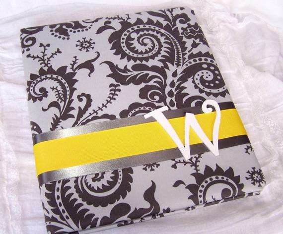 Gray Wedding Guest Book
 WEDDING GUEST BOOK Yellow and Gray