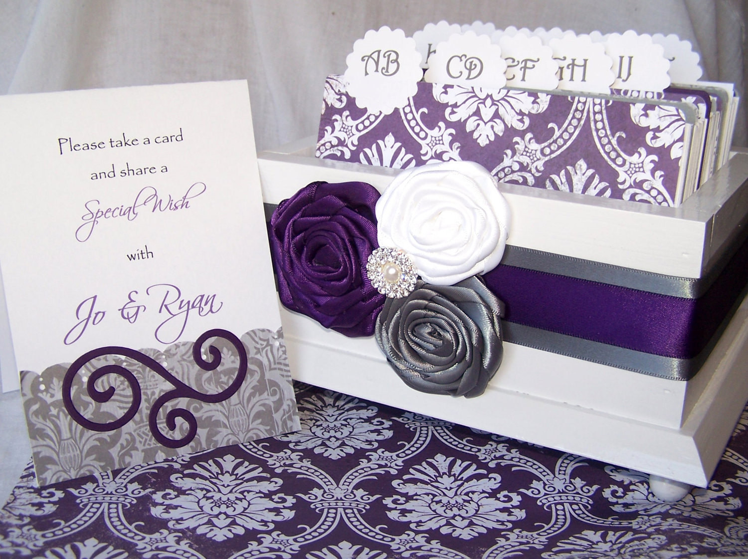Gray Wedding Guest Book
 GUEST Book Box Advice Box Dividers Purple and Gray by itsmyday