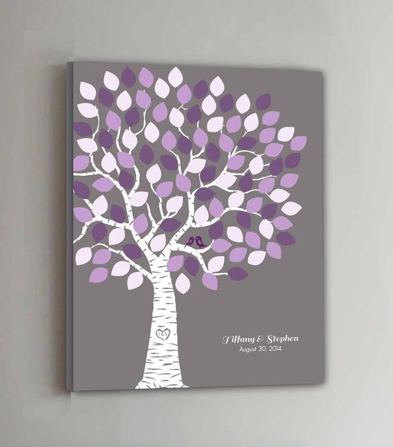 Gray Wedding Guest Book
 100 Guest CANVAS Wedding Guest Book Gray Wedding Tree Wedding