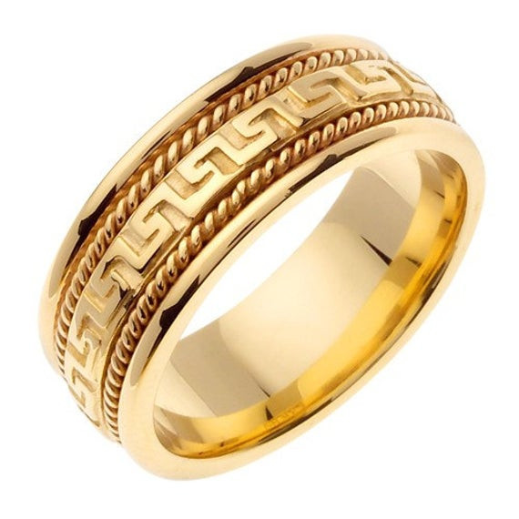 Greek Wedding Rings
 14K Yellow Gold Greek Key Wedding Ring Band For by