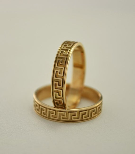Greek Wedding Rings
 Greek style wedding bands Matching gold bands by