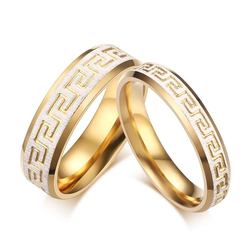 Greek Wedding Rings
 Wedding Ring Gold Color Greek Key Pattern Couple Rings