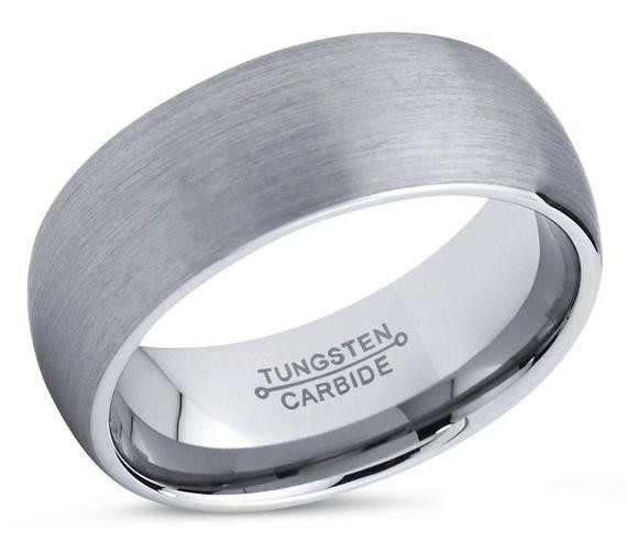 Grey Tungsten Wedding Bands
 Tungsten Ring Mens Silver Grey Wedding Band Tungsten Ring