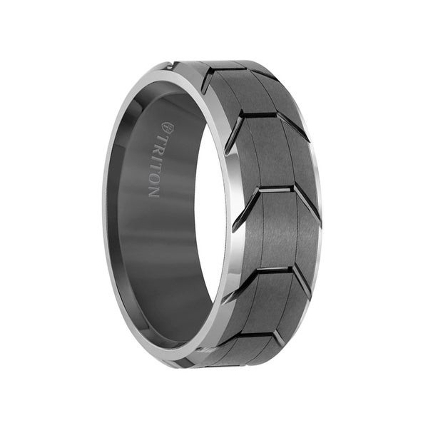 Grey Tungsten Wedding Bands
 Shop Grey Tungsten Men s Wedding Ring with Grooved Tire