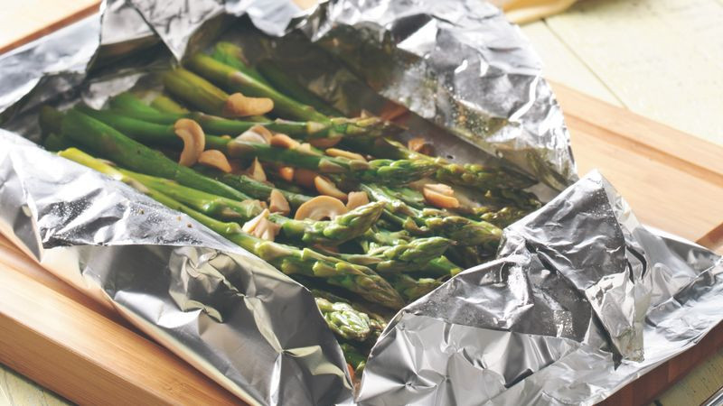 Grilled Asparagus In Foil
 Grilled Cashew Asparagus Foil Pack recipe from Betty Crocker