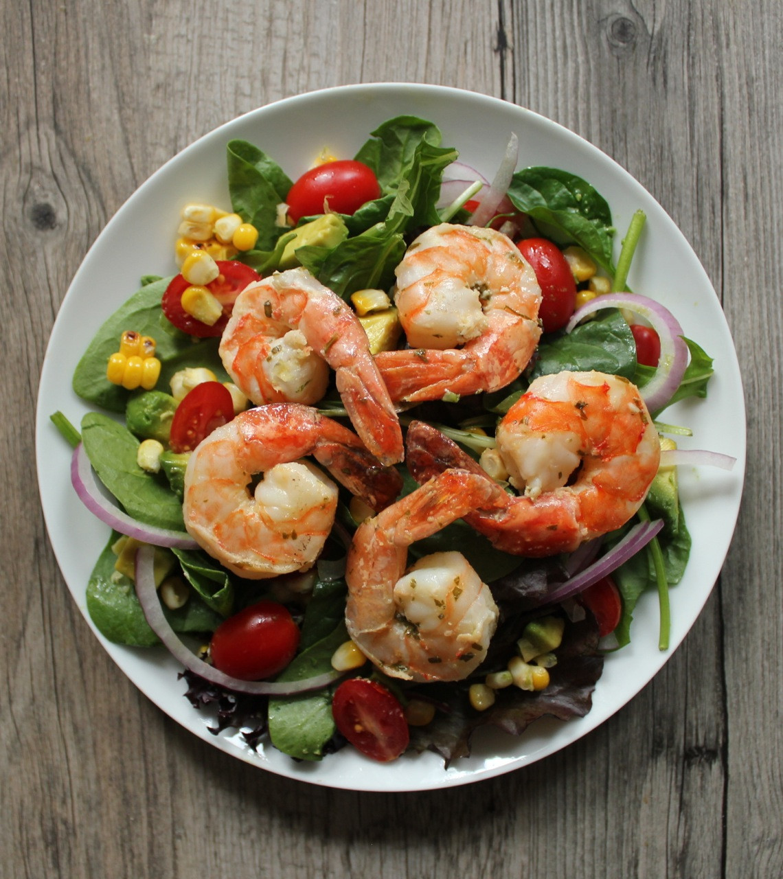 Grilled Shrimp Salad
 Summer Salad with Avocado Corn and Grilled Herb Shrimp