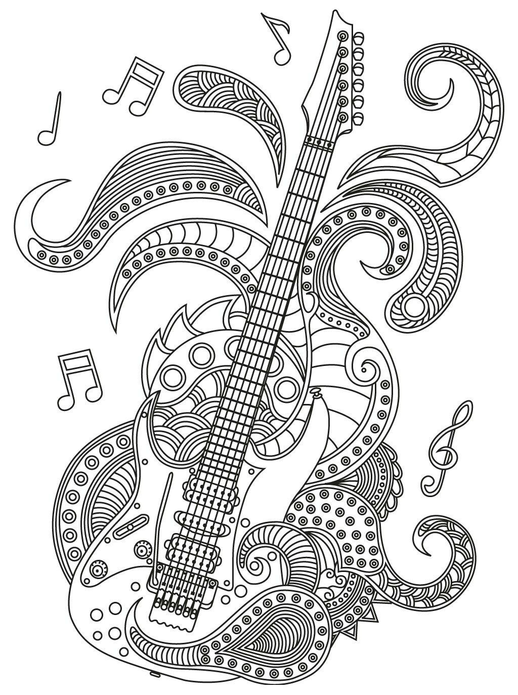 23 Ideas for Guitar Coloring Pages for Adults - Home, Family, Style and
