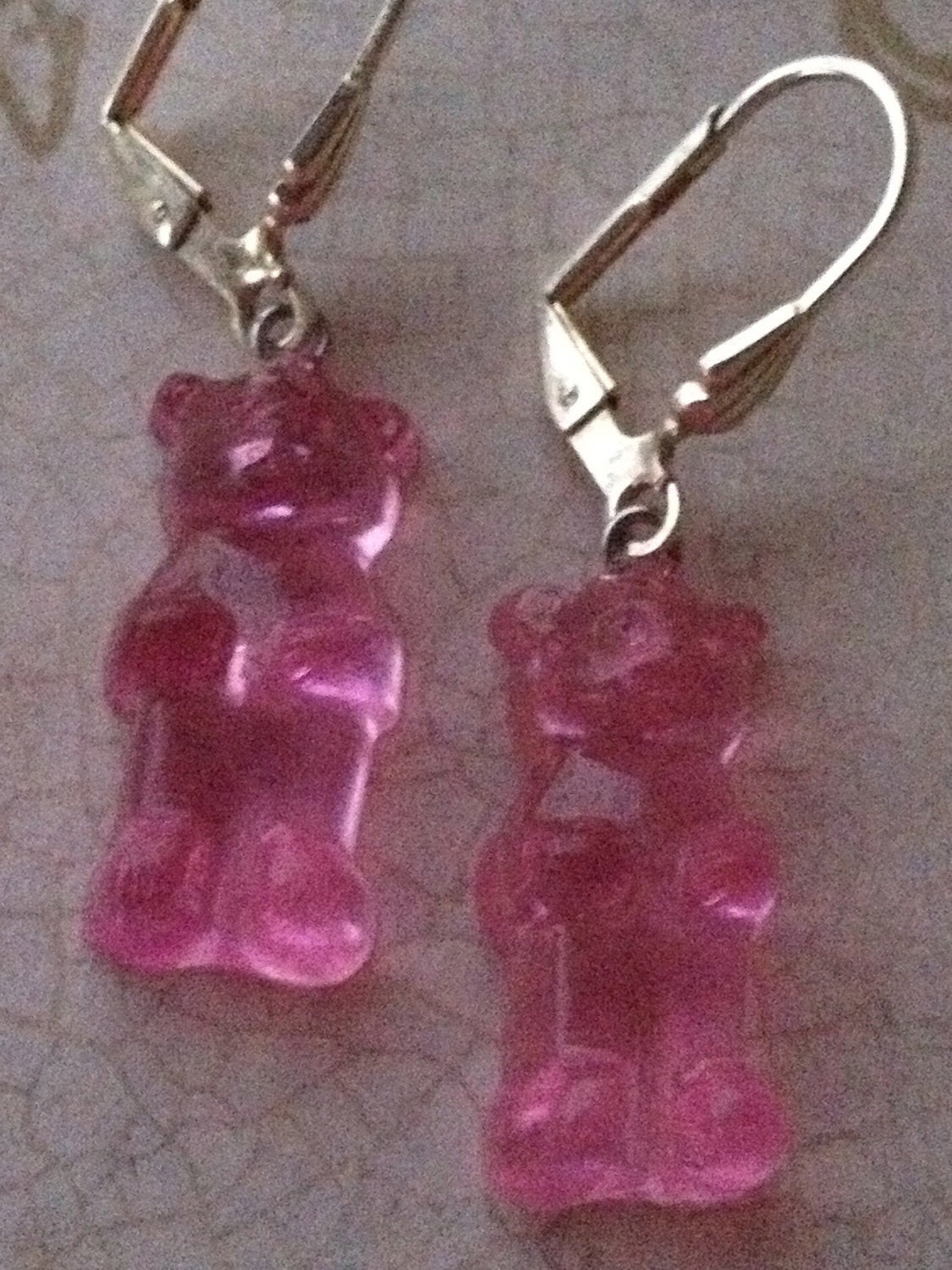 Gummy Bear Earrings
 Childrens Gummy Bear Earrings Girls Vintage Earrings Pink