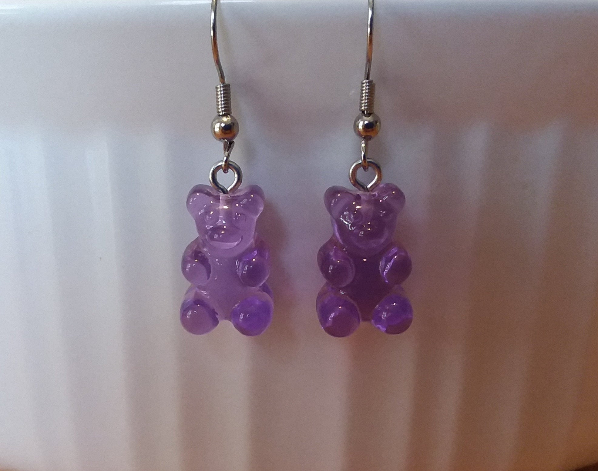 Gummy Bear Earrings
 Cute Gummy Bear Purple Earrings