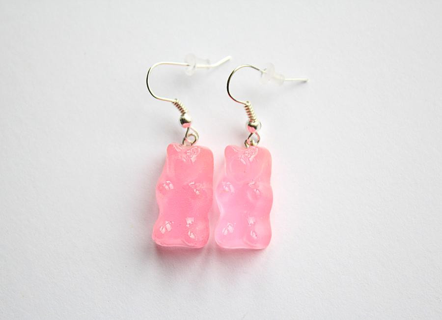 Gummy Bear Earrings
 Pink Gummy Bear Earrings by CrypticTreasures on deviantART