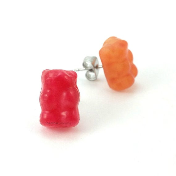 Gummy Bear Earrings
 Gummy bear stud earrings by inediblejewelry on Etsy