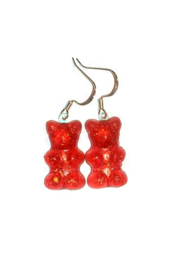 Gummy Bear Earrings
 Gummy Bear Earrings Red Dangle Earrings by GlamCandyBoutique