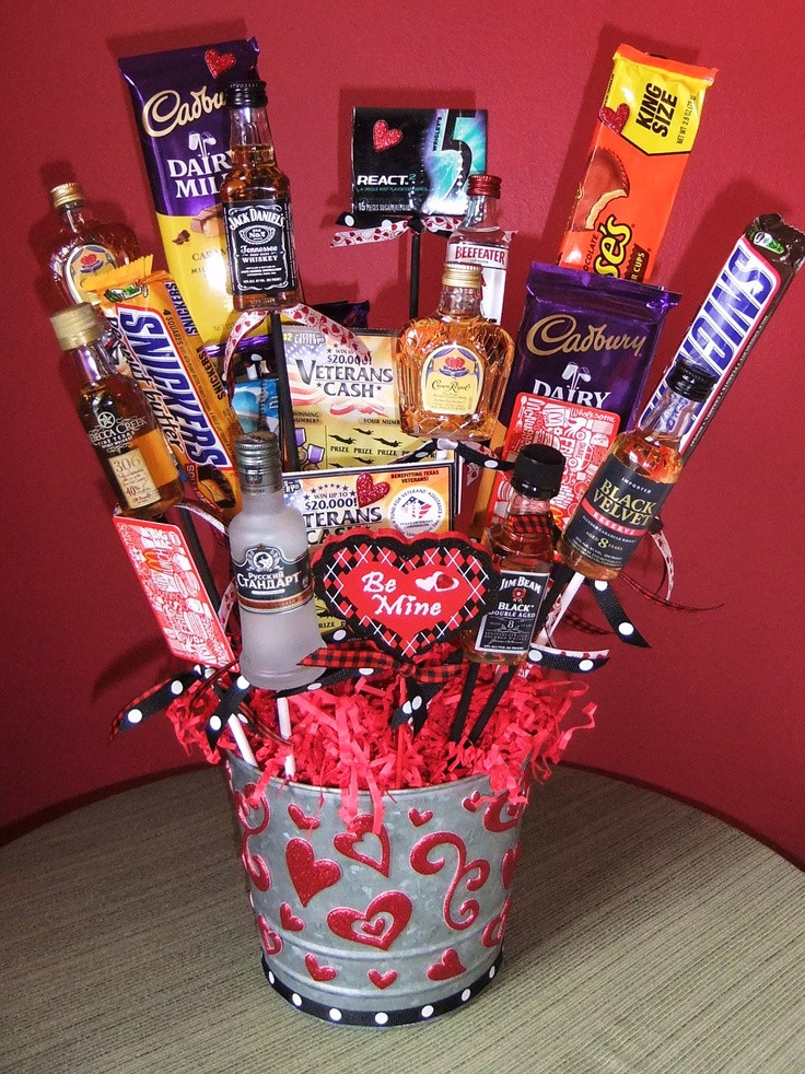 Guy Gift Ideas For Valentines Day
 Valentine s Day man bouquet liquor chocolate t