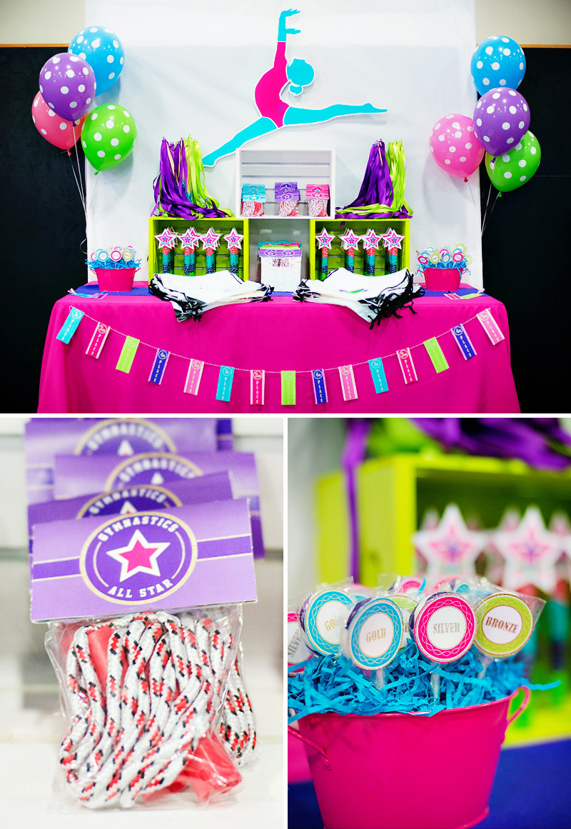 Gymnastics Birthday Party Decorations
 Bright & Coloful Gymnastics Birthday Party Hostess with