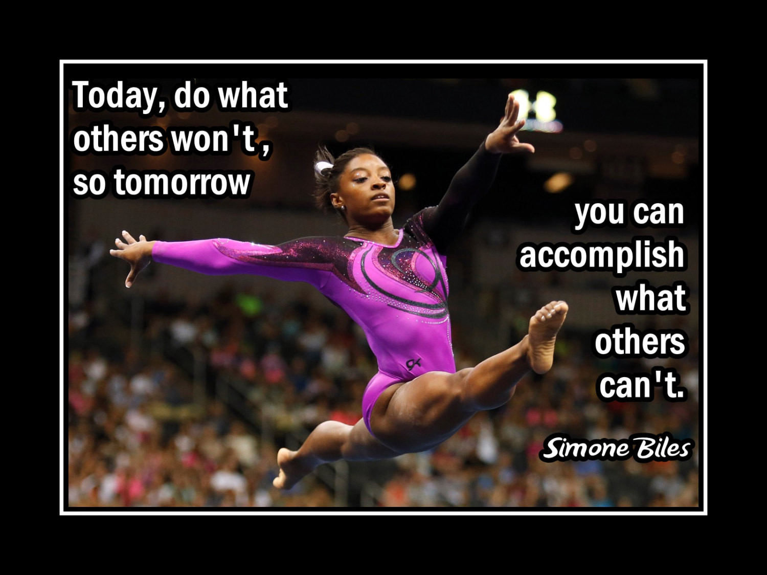 Gymnastics Motivational Quotes
 Simone Biles Gymnastics Inspiration Wall Art Gift Daughter