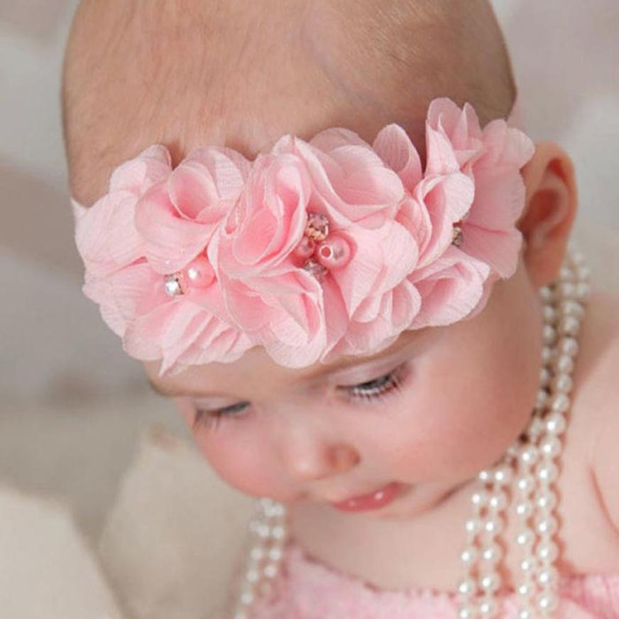 Hair Bands For Baby Girl
 2016 Cute Baby Girl Elastic Headbands Chiffon Flower Hair