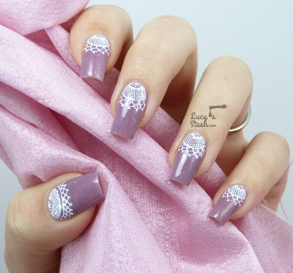 Half Nail Designs
 Lace Half Moon Nail Art with TUTORIAL Lucy s Stash