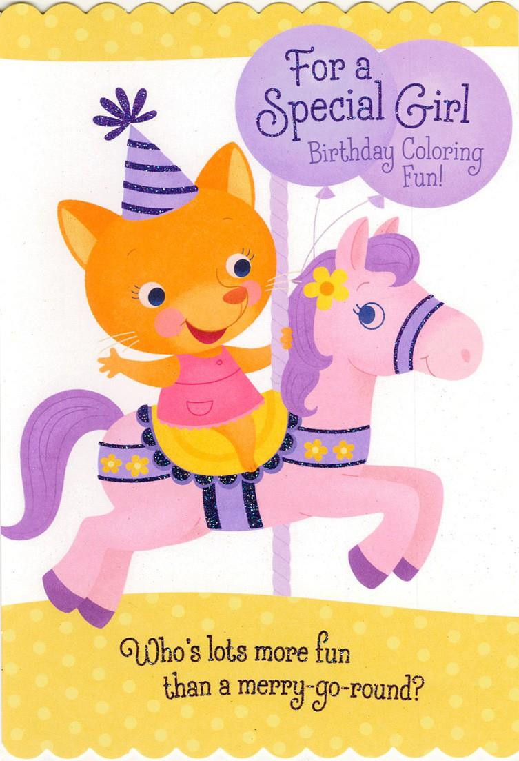Hallmark Birthday Cards
 Birthday Girl Carousel Coloring Birthday Card Greeting