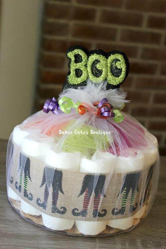 Halloween Baby Shower Cakes
 Items similar to e Tier BOO Halloween Diaper Cake
