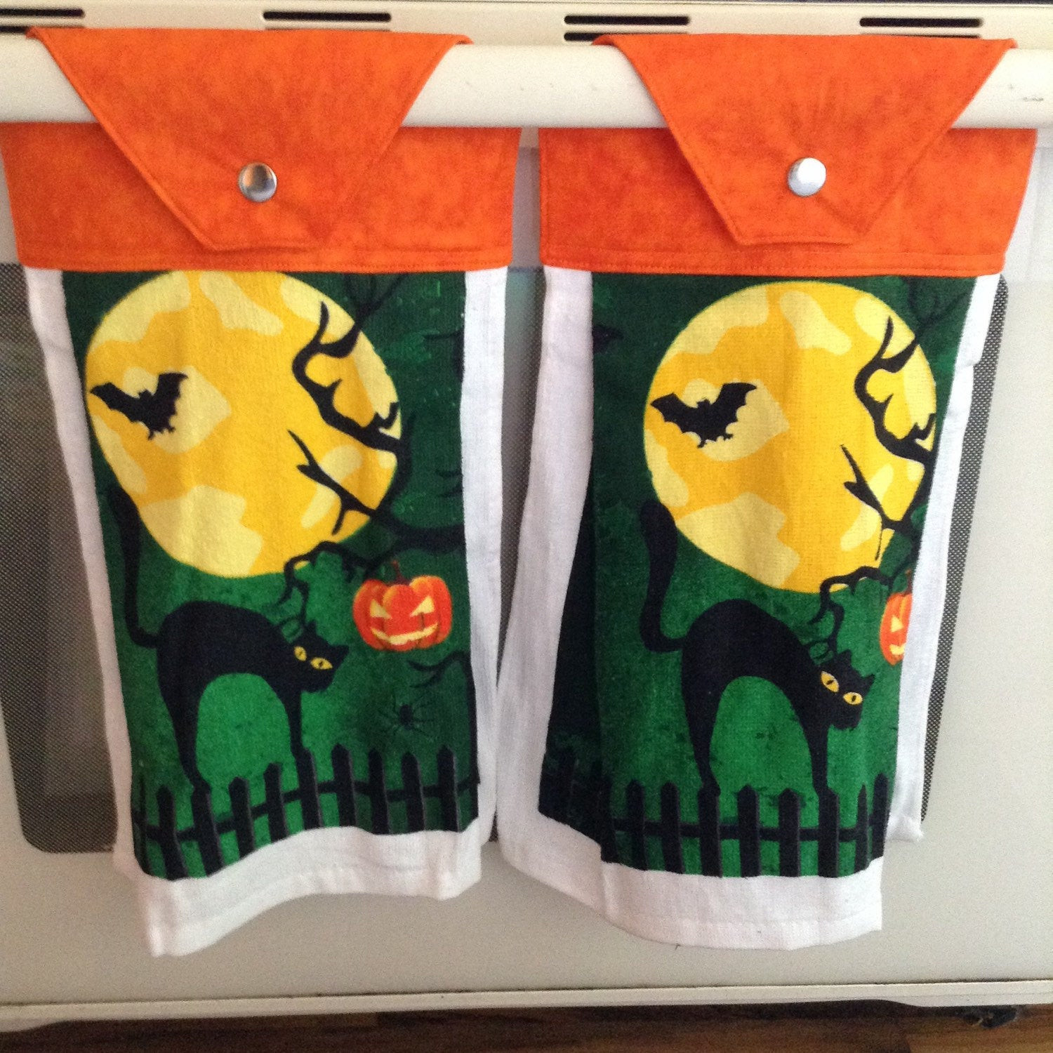 Halloween Kitchen Towels
 Halloween Kitchen Towels Holiday hanging towel set Orange