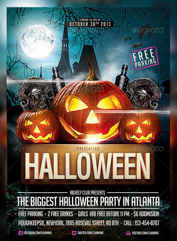 Halloween Party Flyer Ideas
 25 Hellacious PSD Halloween Flyer Templates 2015 – Bashooka