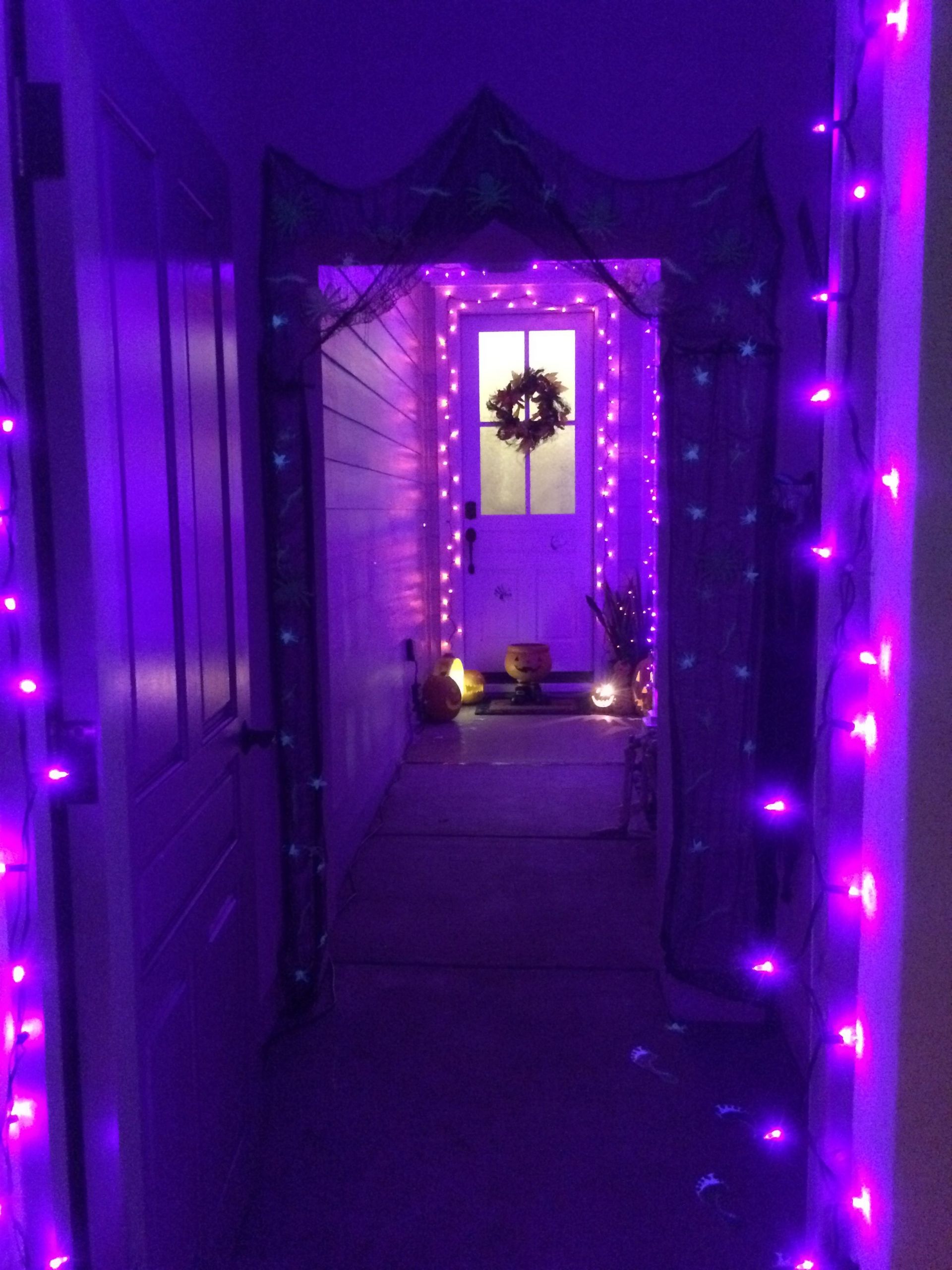 Halloween Porch Lights
 Halloween front porch 2014 I just love the glow of purple