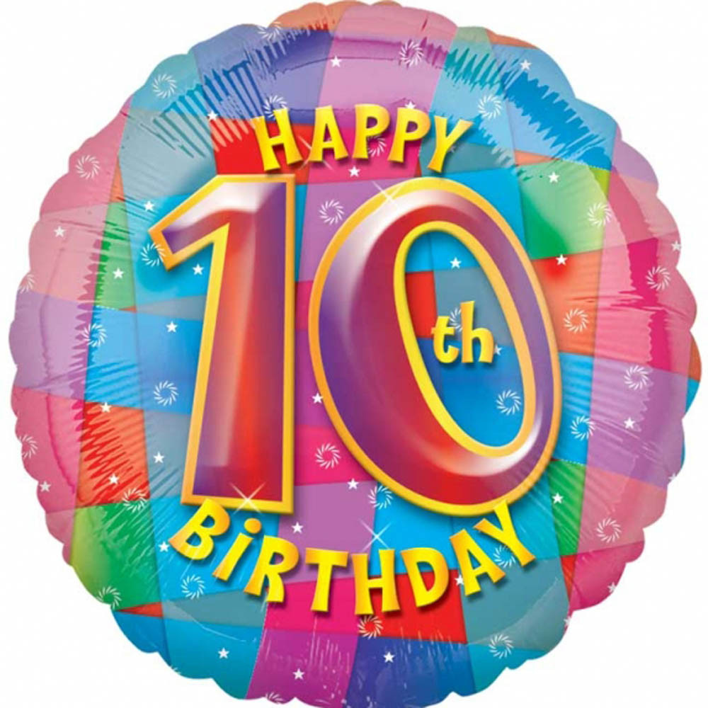Happy 10th Birthday Wishes
 18" Colour Splash Squares Party Happy 10th Birthday Round