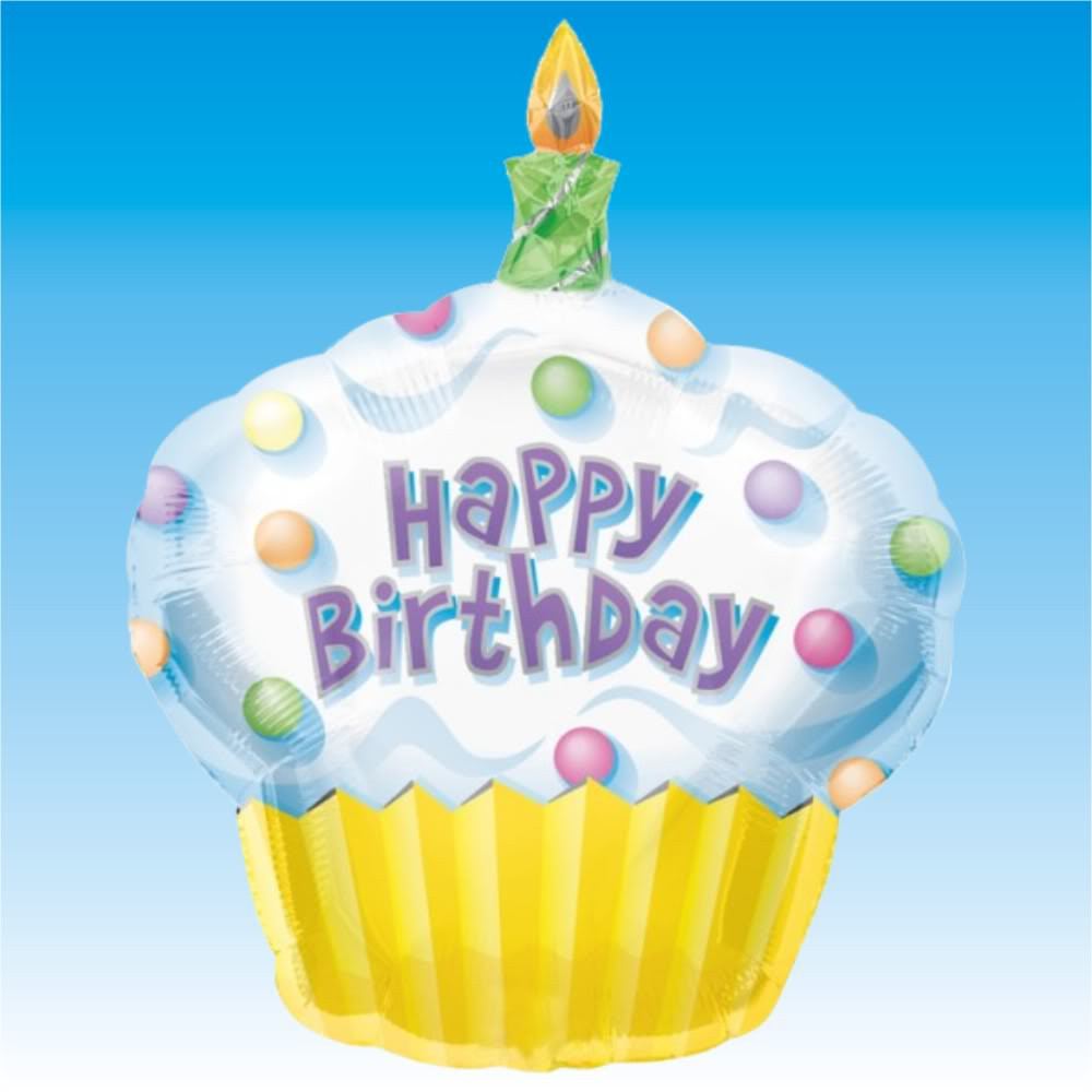 Happy Birthday Cake And Balloons
 36" Happy Birthday Cup Cake Foil Supershape Balloon