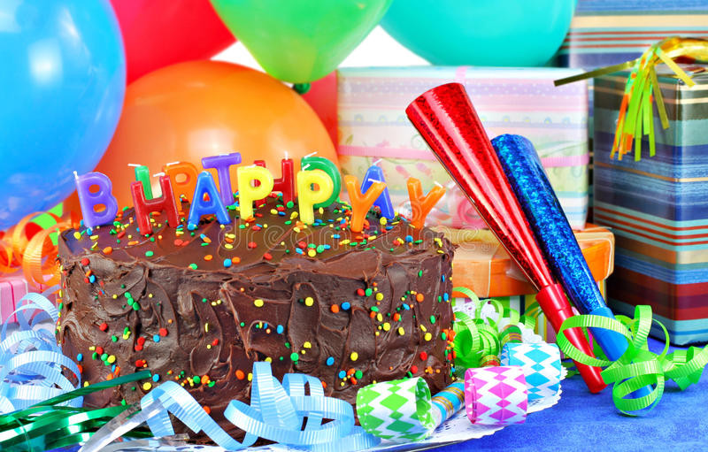 Happy Birthday Cake And Balloons
 Happy Birthday Cake And Balloons Stock Image of