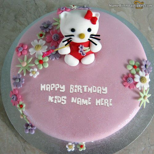 Happy Birthday Cakes With Name
 Write name on Kitty Birthday Cake For Kids Happy