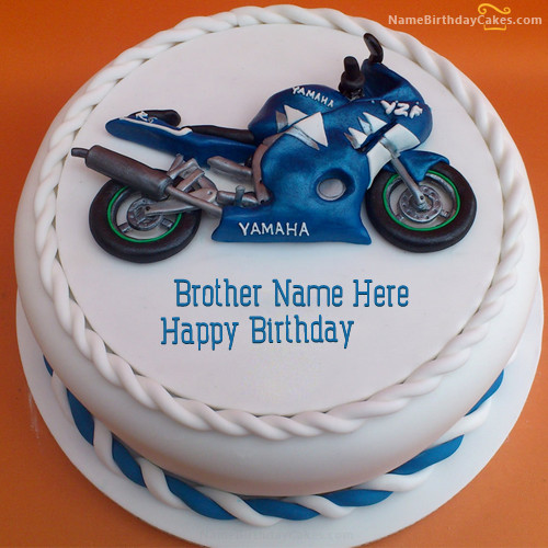 Happy Birthday Cakes With Name
 Write name on Bike Birthday Cake For Brother Happy