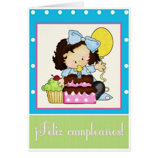Happy Birthday Cards In Spanish
 Little Girl Cake Spanish Happy Birthday Card 1