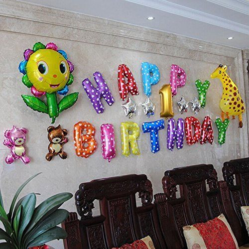 Happy Birthday Decoration
 16" Happy Birthday Party Foil Balloons 13 Letters Colorful