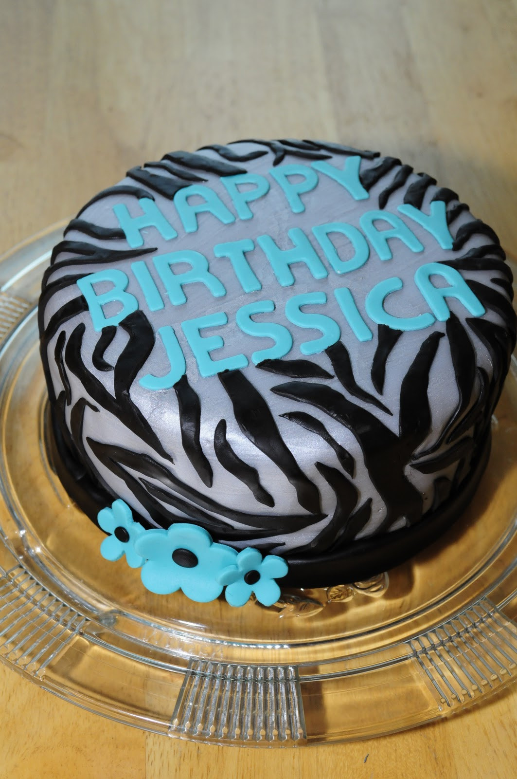 Happy Birthday Jessica Cake
 Lindsay s Custom Cakes Silver Zebra Cake